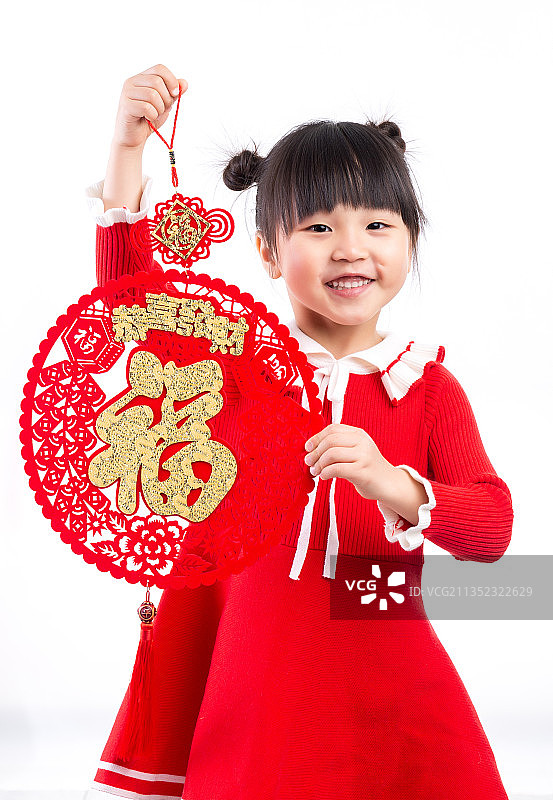过新年的中国小女孩图片素材