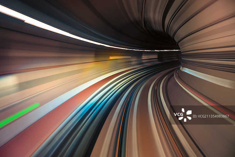 地铁隧道内景长曝光抽象景观图片素材