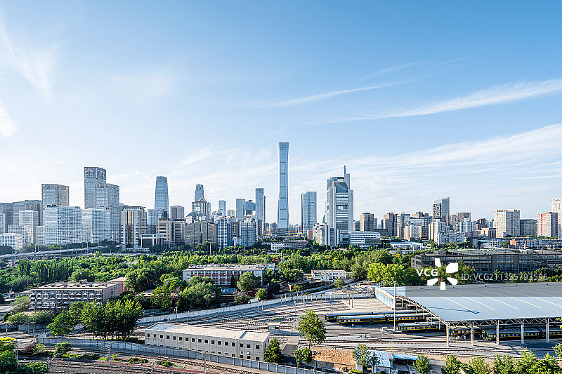 蓝天白云下的北京国贸CBD图片素材