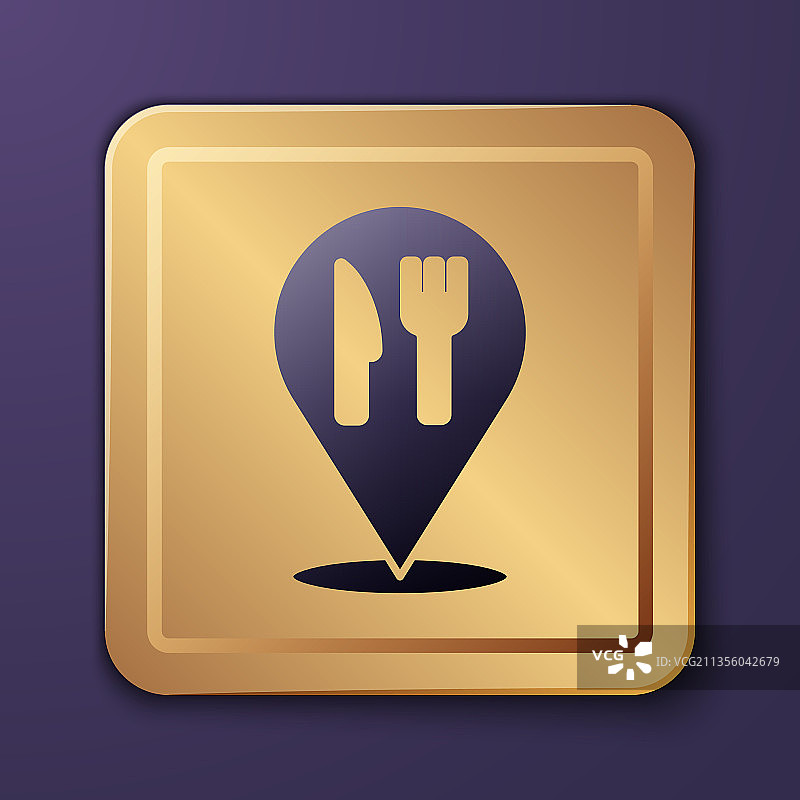 紫色咖啡馆和餐厅位置的图标孤立图片素材