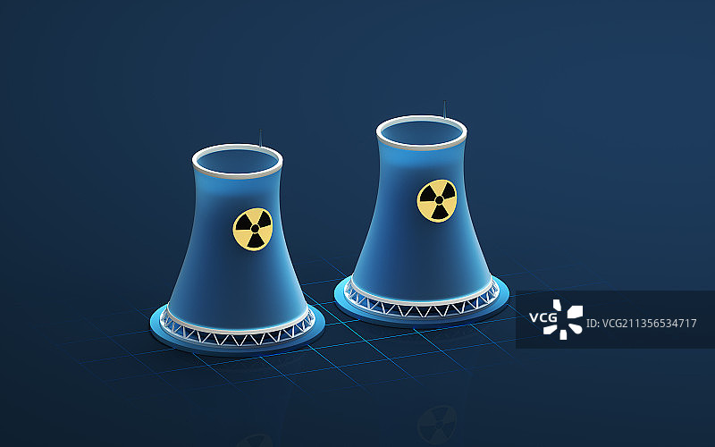 核能工厂与核能发电站 3D渲染图片素材