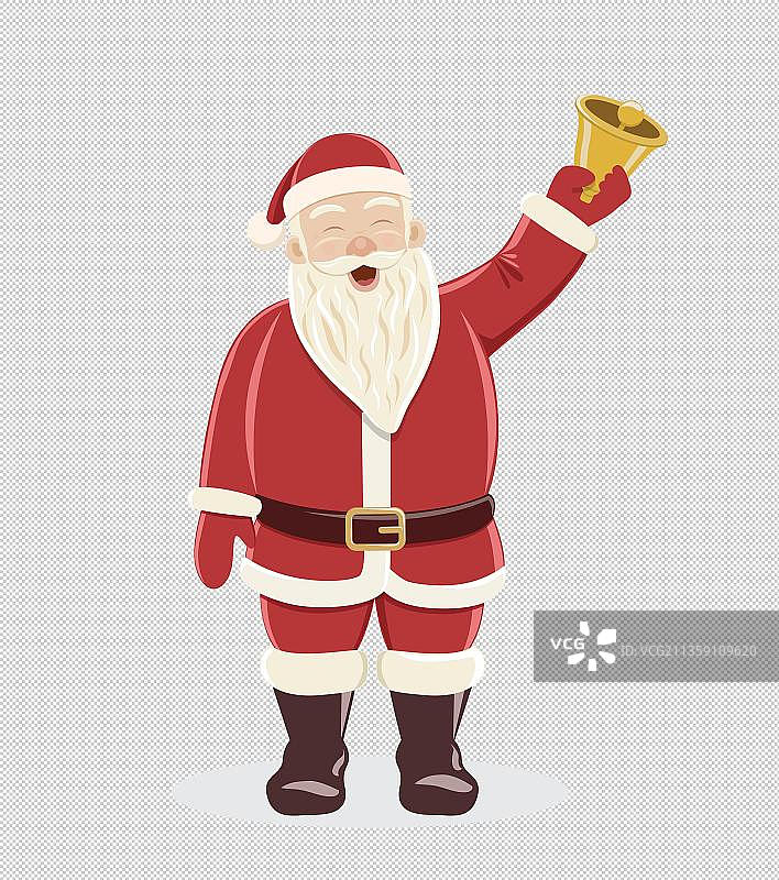 拿着铃铛打招呼的圣诞老人图片素材