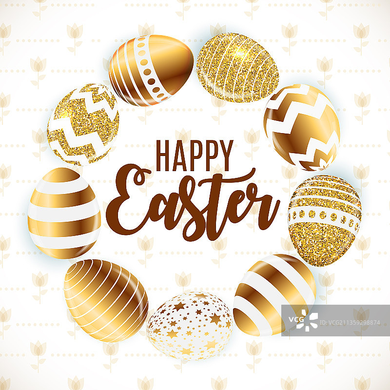 快乐的复活节背景可爱的鸡蛋图片素材