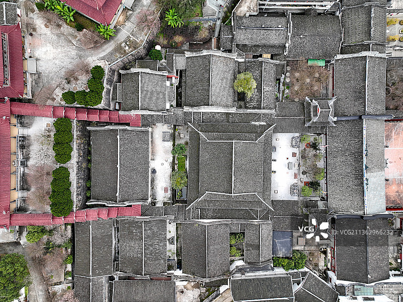 无人机角度，福州禅院林阳寺冬季图片素材