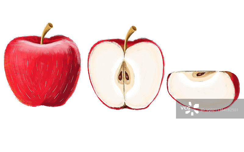 苹果水彩插画图片素材