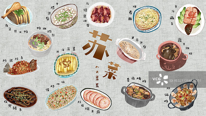 八大菜系苏菜插画图片素材