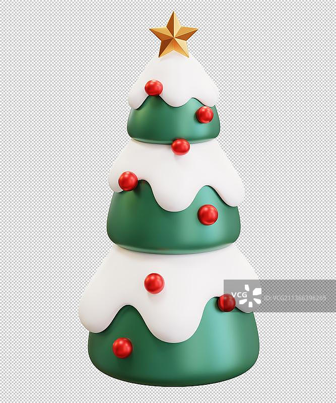 3D圣诞树与雪图片素材