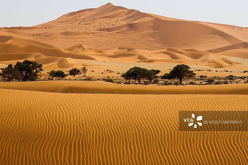 纳米比亚卡拉斯，天空清澈的沙漠风景图片素材