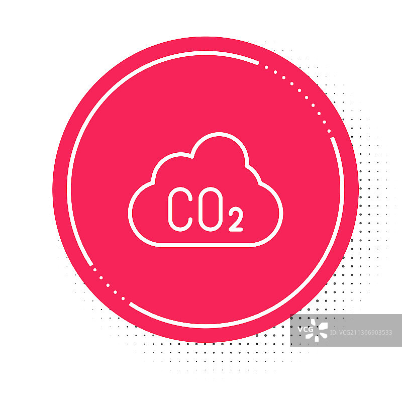 白线二氧化碳排放量在云图标孤立上图片素材