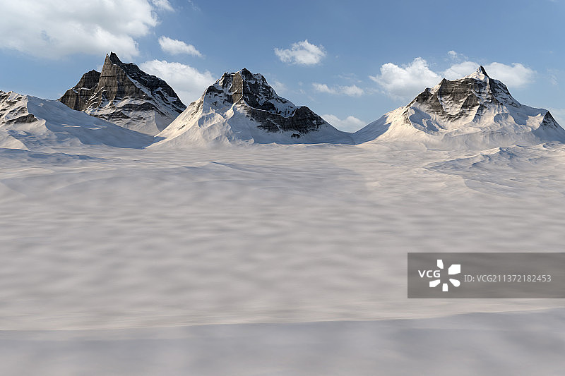 3D渲染的雪山风景图片素材