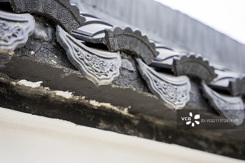 中国古建筑徽派建筑粉墙黛瓦图片素材