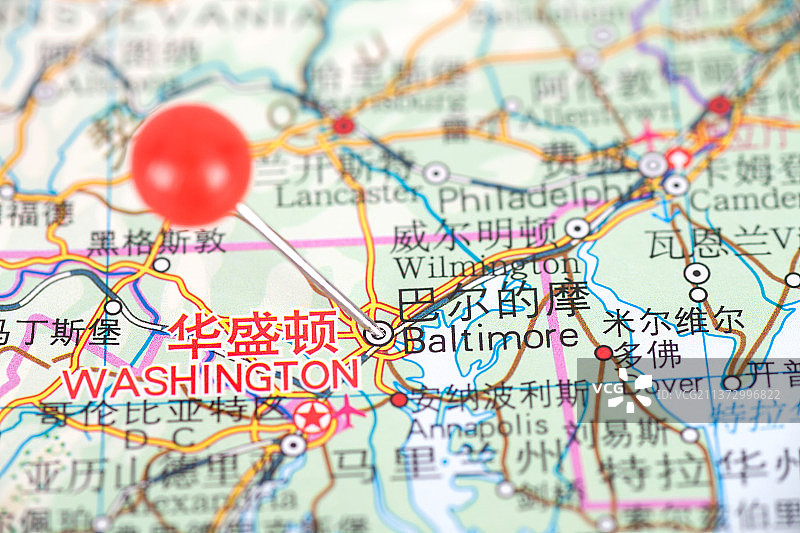 美国城市巴尔的摩在地图上的位置标注图片素材
