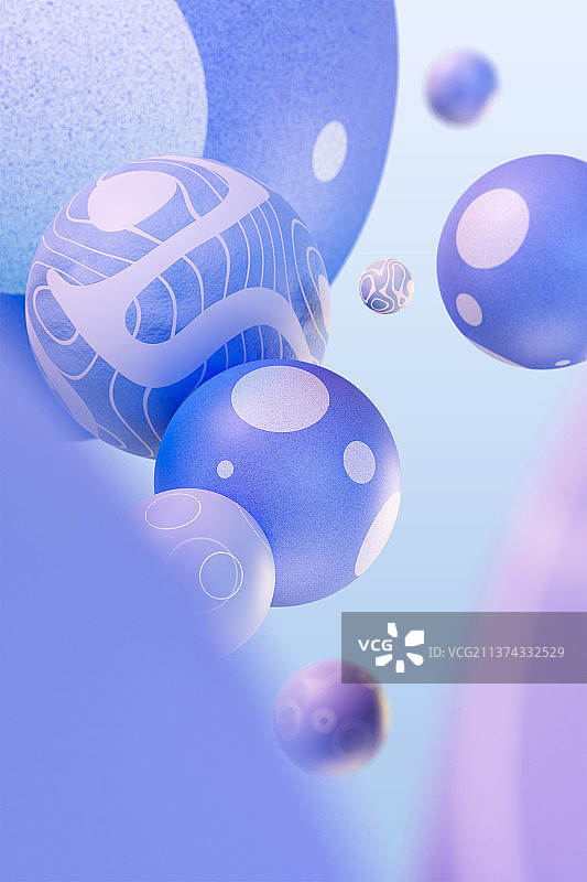 3D梦幻莫兰迪色系卡通球体背景图片素材