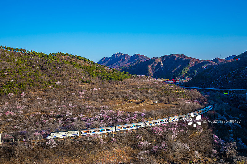 北京居庸关春天的小火车图片素材