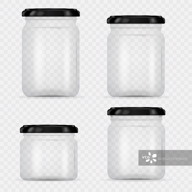 设置玻璃罐装罐和保存图片素材