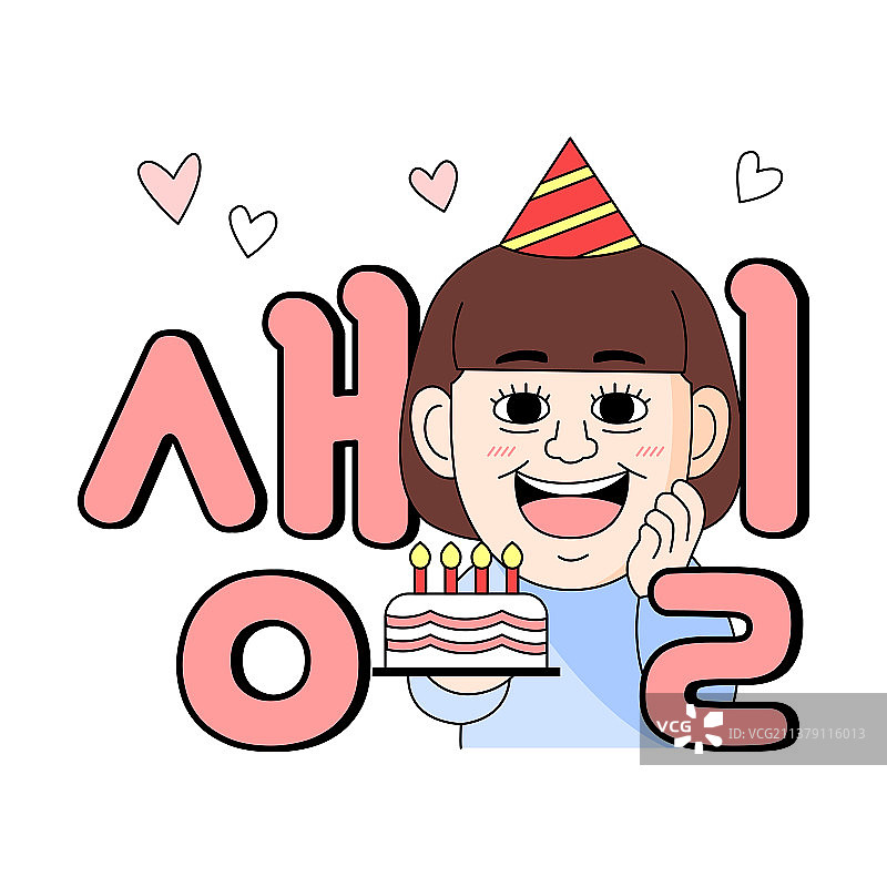 韩语俚语，搞笑的表情符号“生日”图片素材
