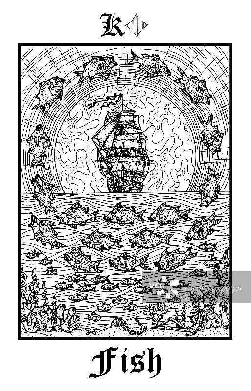 鱼或船符号塔罗牌从勒诺曼图片素材