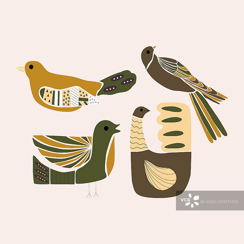 五彩缤纷的鸟在秋天的图案设计图片素材