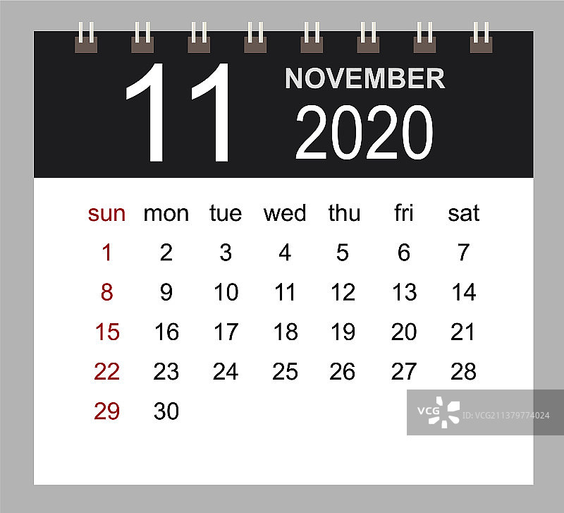 商务日历2020年11月笔记本图片素材