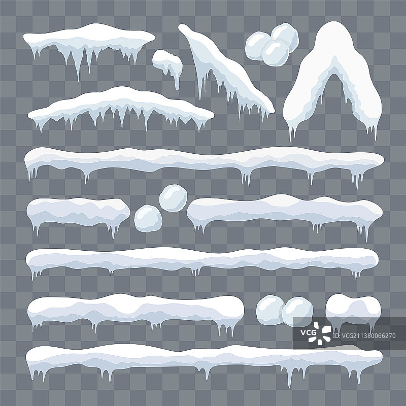 雪冰冰柱设置冬季设计白色蓝色的雪图片素材