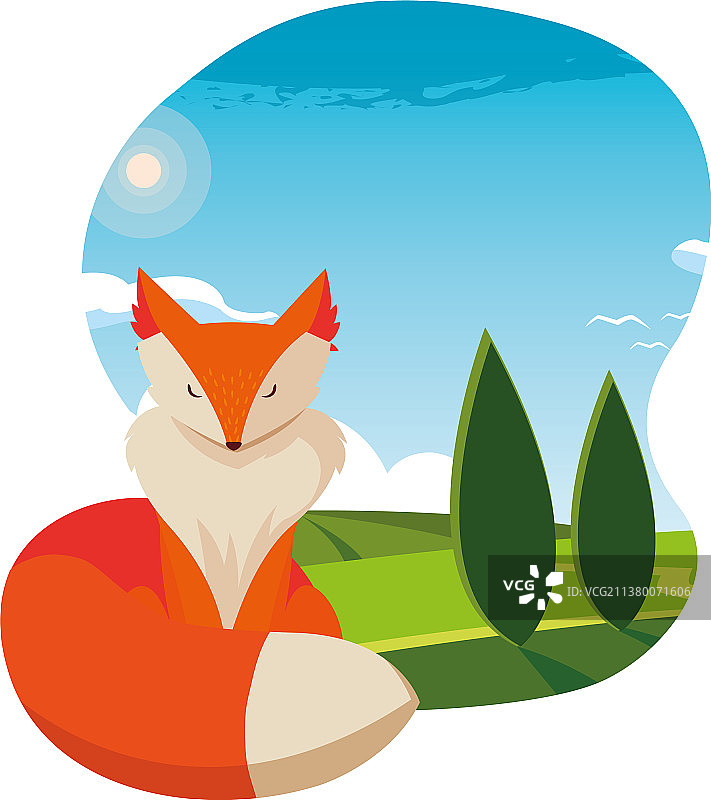 狐狸哺乳动物快乐秋平设计季节图片素材