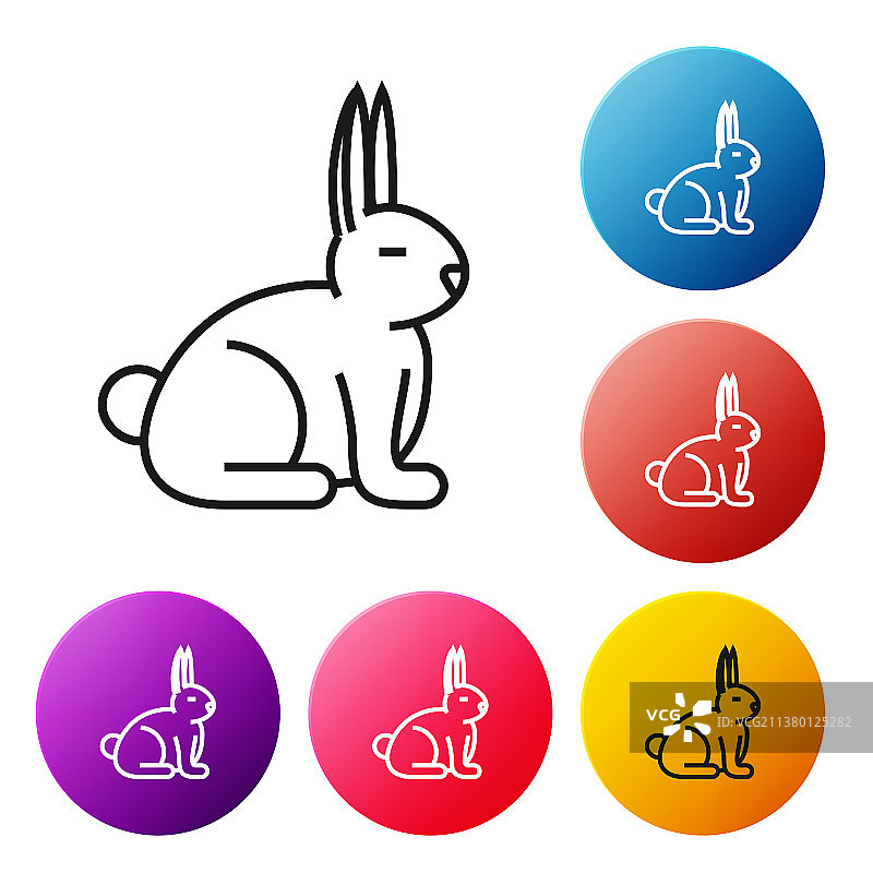 黑色线兔子图标孤立在白色图片素材