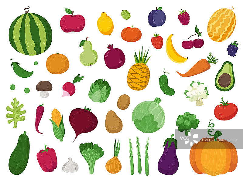 放置蔬菜、水果和浆果图片素材