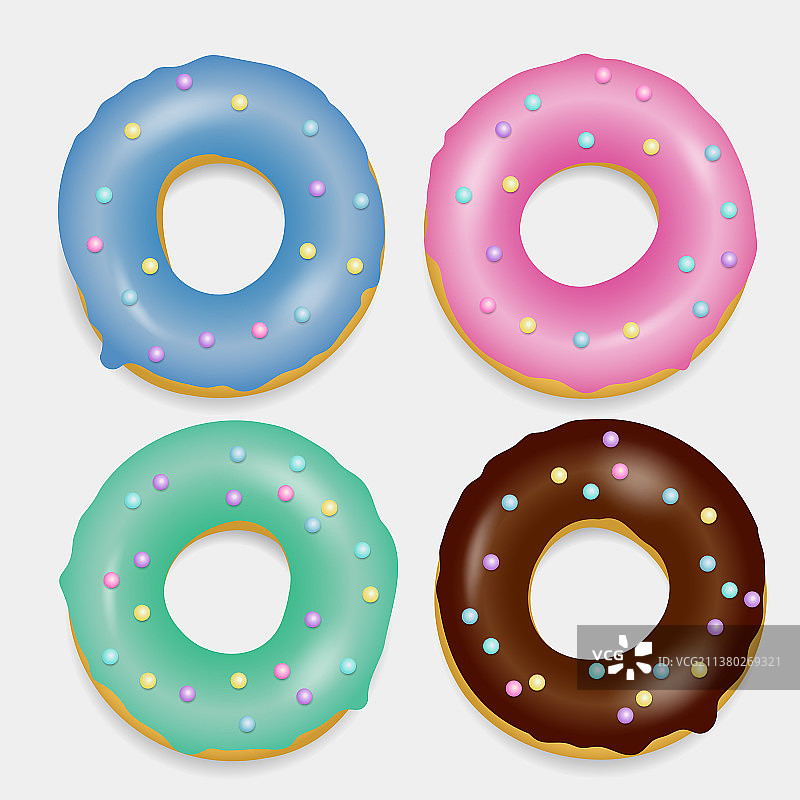 甜甜圈设置手绘烘焙设计流行艺术图片素材