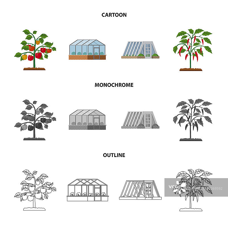 孤立物体温室和植物符号图片素材