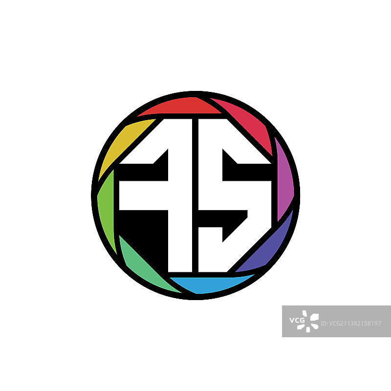 Fs字母组合多边形彩虹图片素材