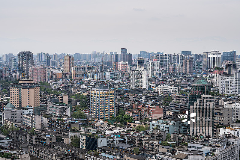 中国四川成都天府广场城市天际线风光航拍视角图片素材