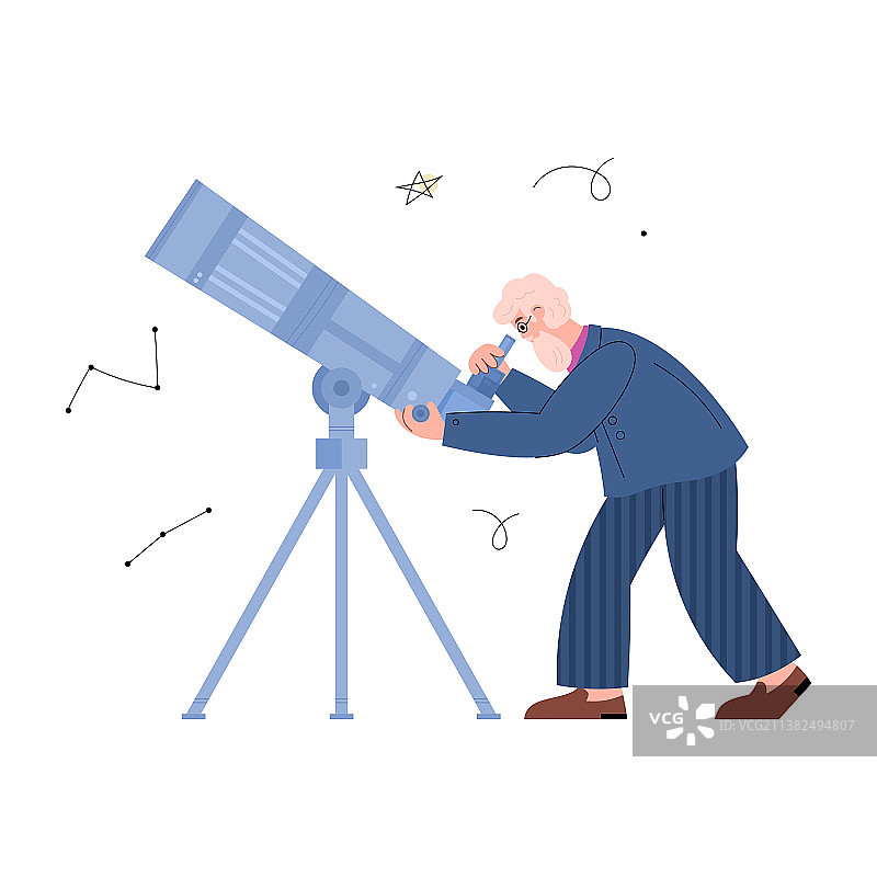 观测恒星的天文学科学家或占星者图片素材