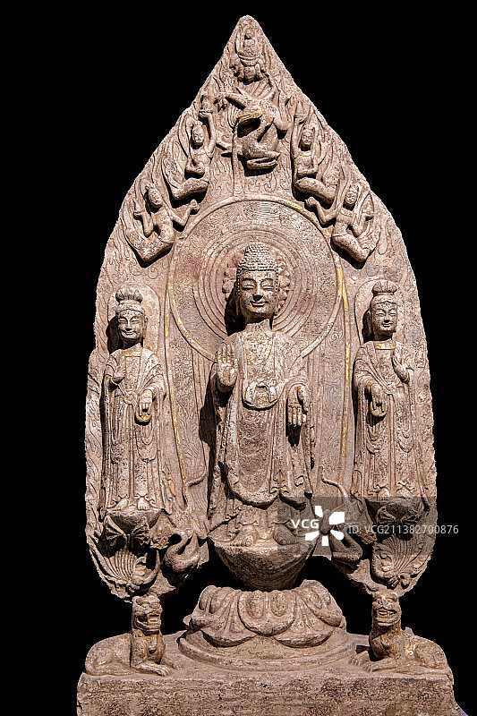 博物馆古代文物石雕佛像端庄神圣图片素材