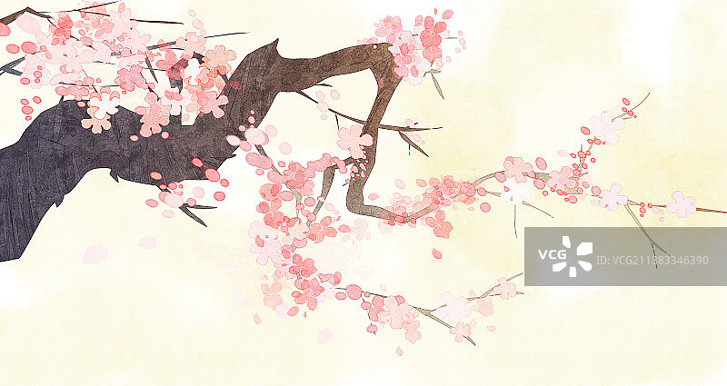 新中式风格树与花图片素材