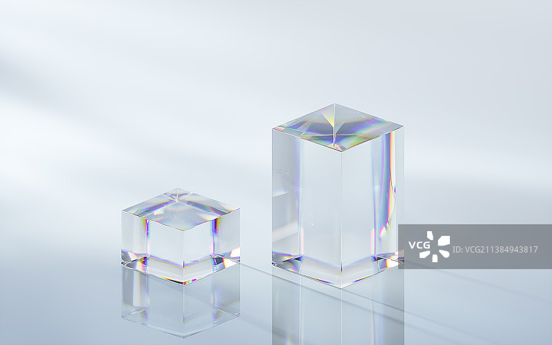 透明水晶几何体3D渲染图片素材