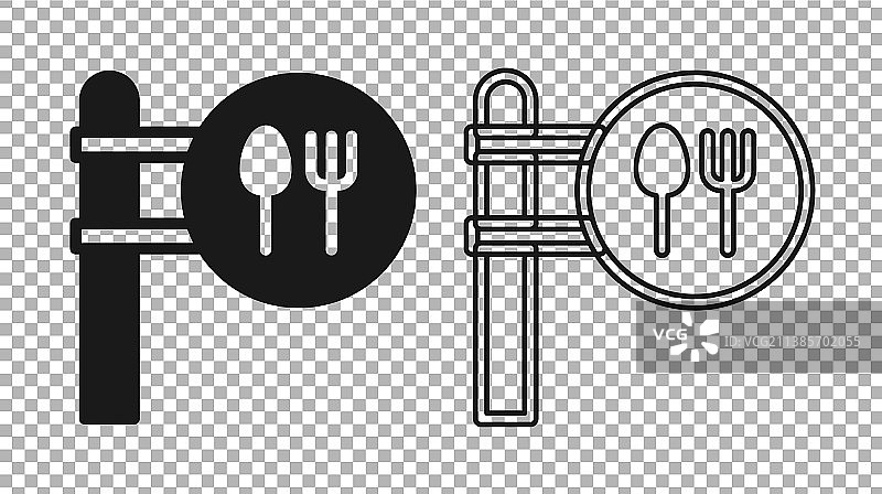 黑色咖啡馆和餐厅位置图标孤立图片素材