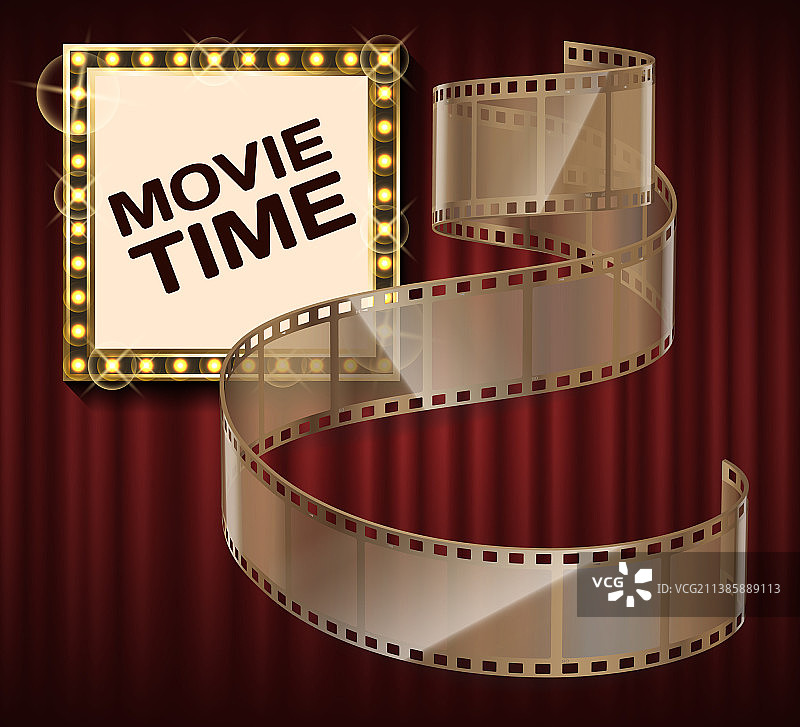 电影时间横幅与电影院电影和图片素材