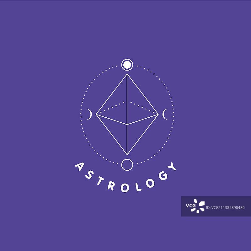 占星标志概念与月相在紫罗兰色图片素材