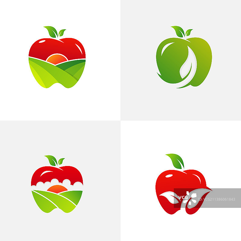 一套苹果叶标志设计模板农场标志图片素材