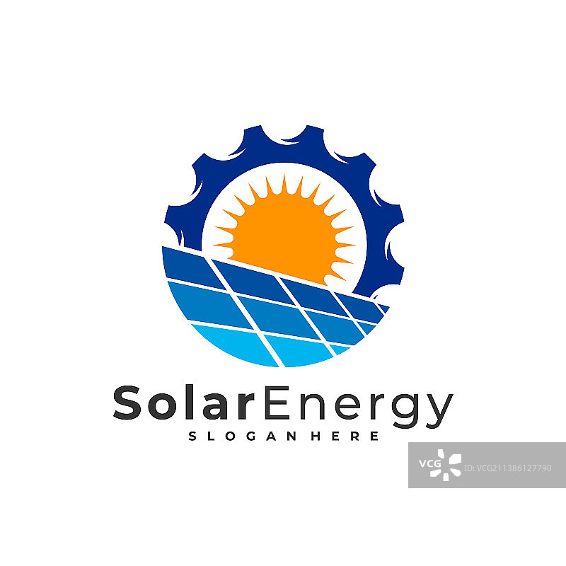 太阳能齿轮logo模板创意太阳能电池板图片素材