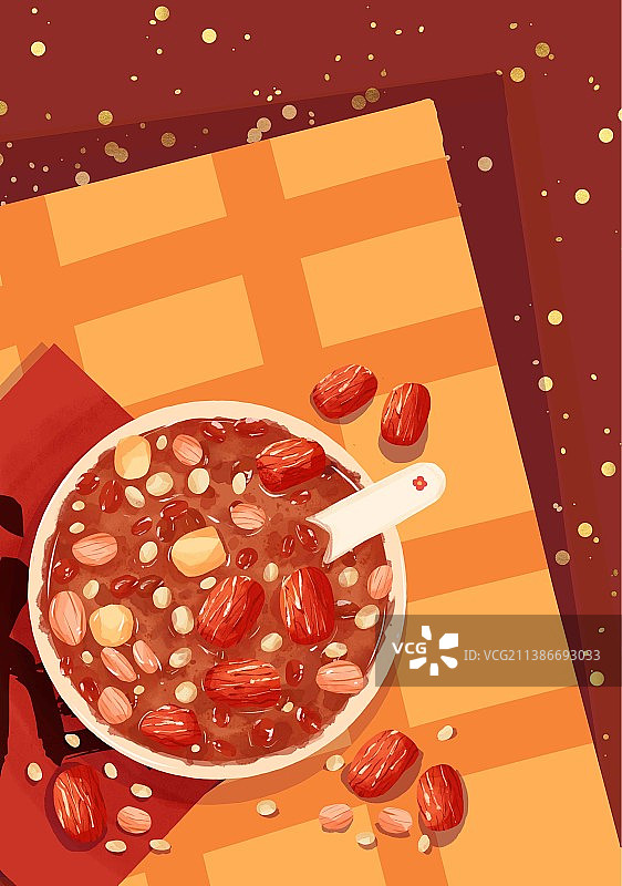清新风腊八节腊八粥红色背景传统节日海报图片素材