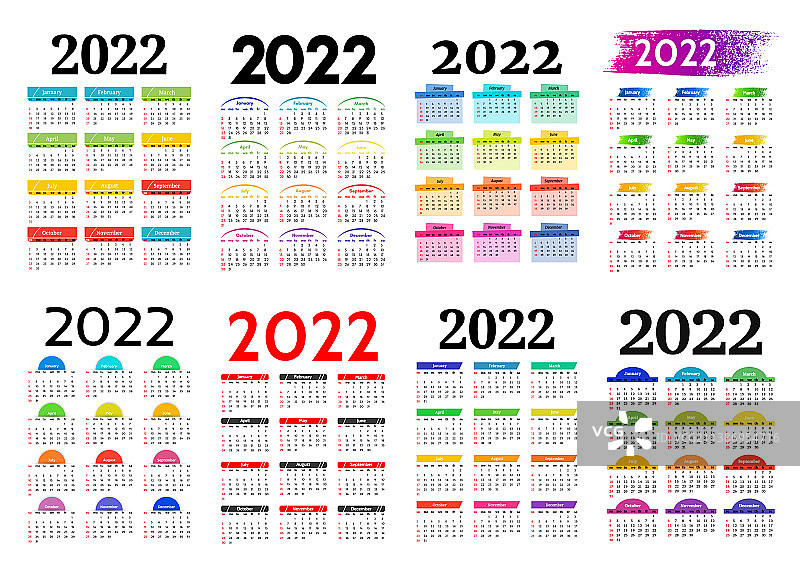 2022年的日历被隔离在白色背景上图片素材