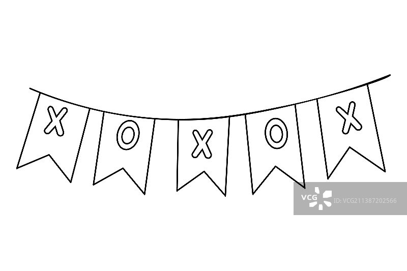 装饰花环旗帜与xoxo情人节图片素材