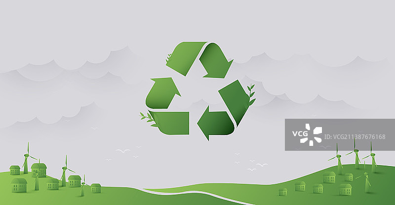 回收图标绿色城市环保科技图片素材