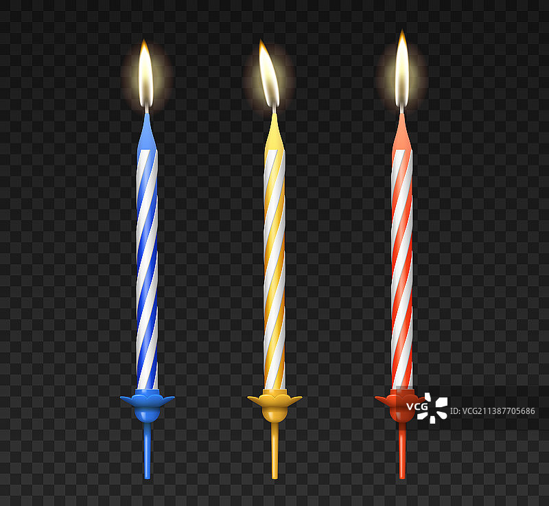 为生日蛋糕或节日准备的彩色蜡烛图片素材