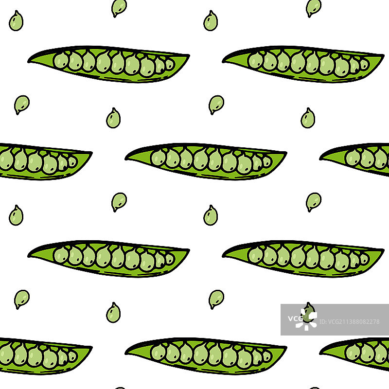 白色上有绿色豌豆的无缝图案图片素材