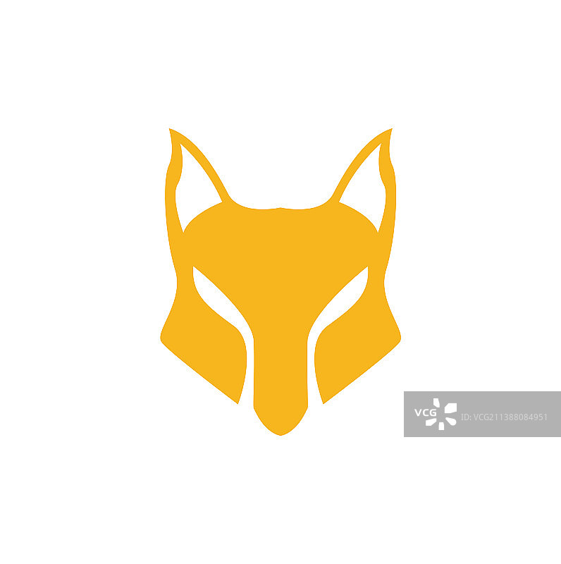 孤立脸橙黄色狐狸或狼的标志设计图片素材