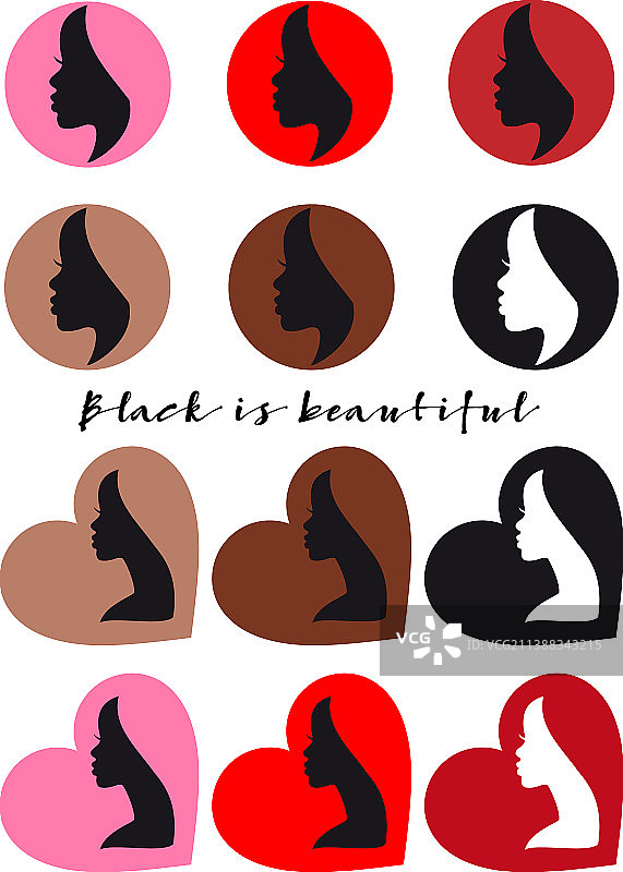 非洲妇女黑人女孩侧面轮廓图片素材