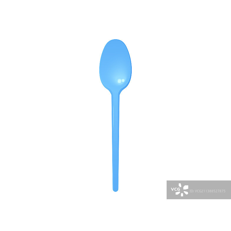 蓝色塑料勺子或茶匙模拟现实图片素材