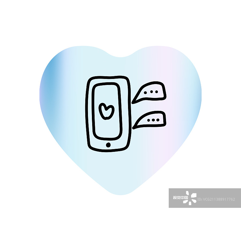 情人节涂鸦图标聊天智能手机图片素材